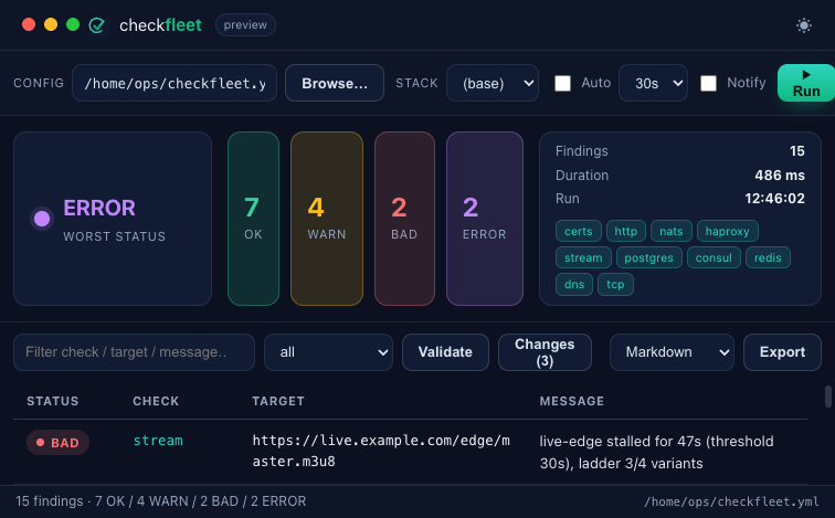 checkfleet desktop — fleet view