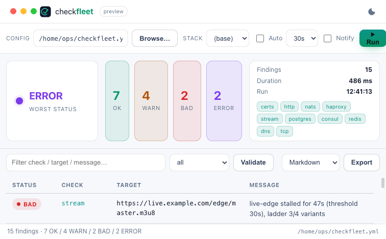 checkfleet desktop — light theme